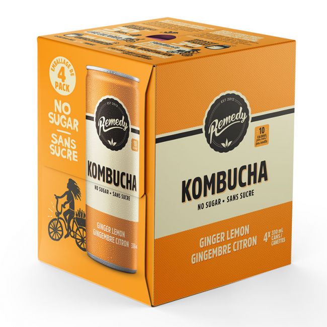 Kombucha without sugar ginger and lemon 4x330ml