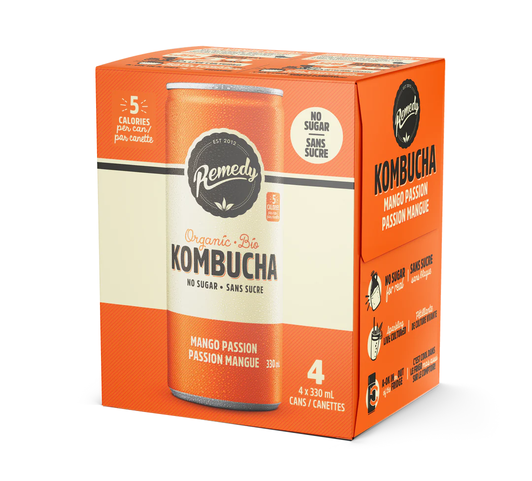 Kombucha fruits de la passion et mangues 4x330ml