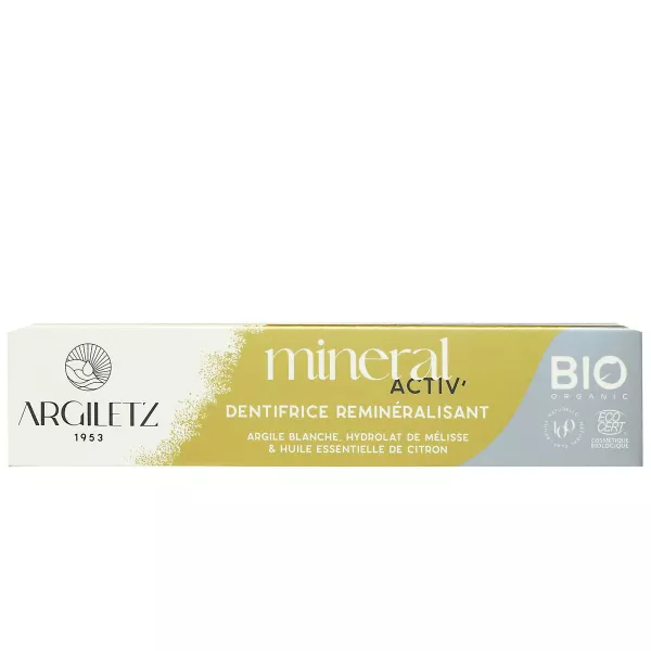 Dentifrice reminéralisant argile blanche , hydrolat de mélisse et citron bio 75ml