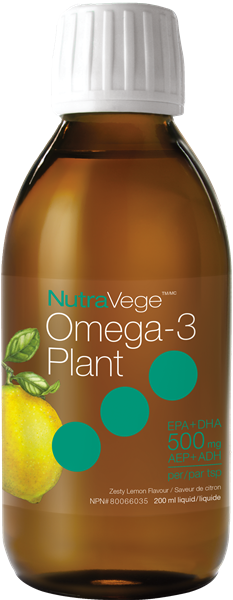 NutraVege Omega 3 Base de plantes EPA + DHA 500mg (saveur citron) 200ml