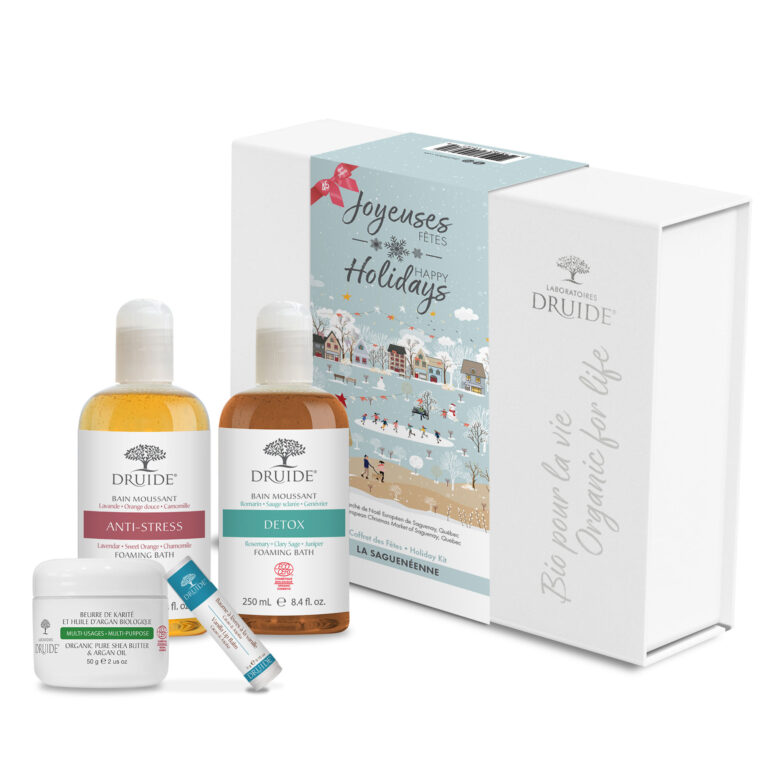 La Saguenéenne (bain moussant anti-stress 250ml, bain moussant detox 250ml, beurre de karité multi-usages 50g, baume à lèvres vanille 5g) 1coffret