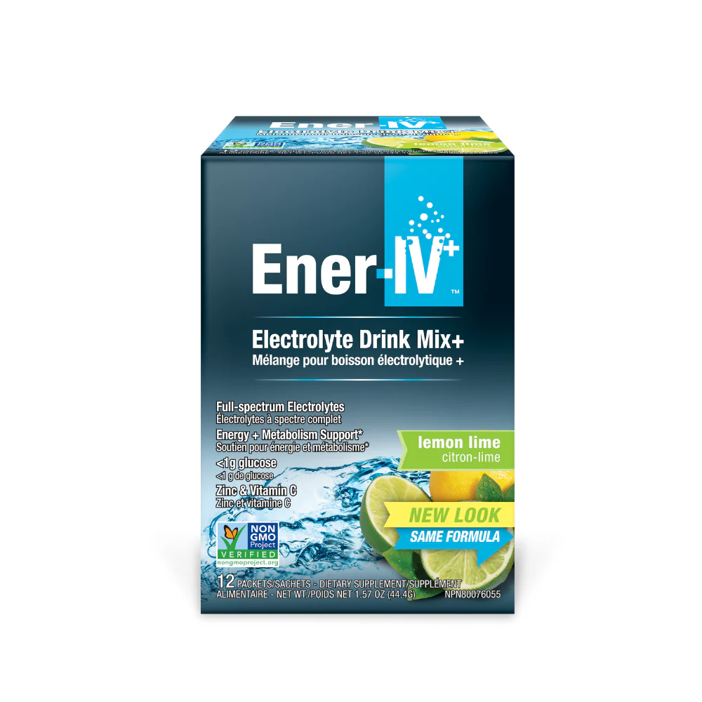 Ener-IV Mélange boisson électrolyte sport + aux citrons et limes  12s