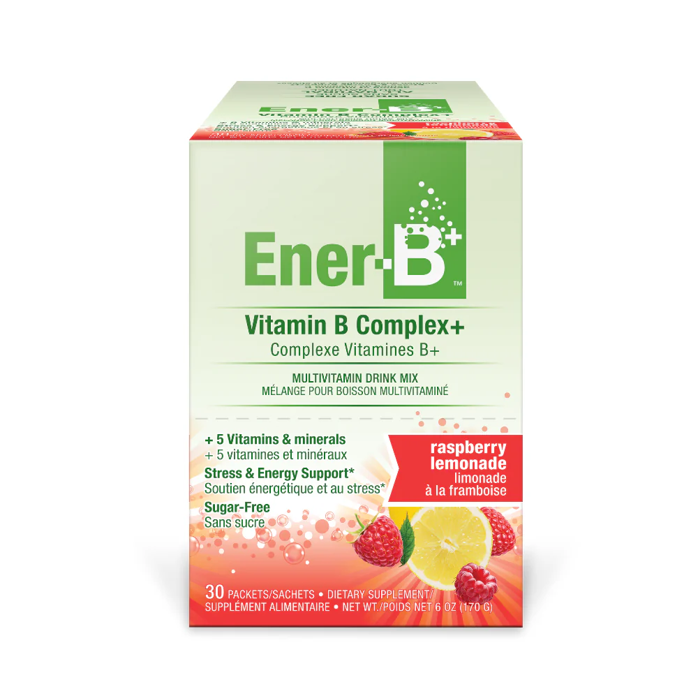 Ener-B+ Mélange boisson multivitaminé aux framboises et limonade avec vitamine B 30s