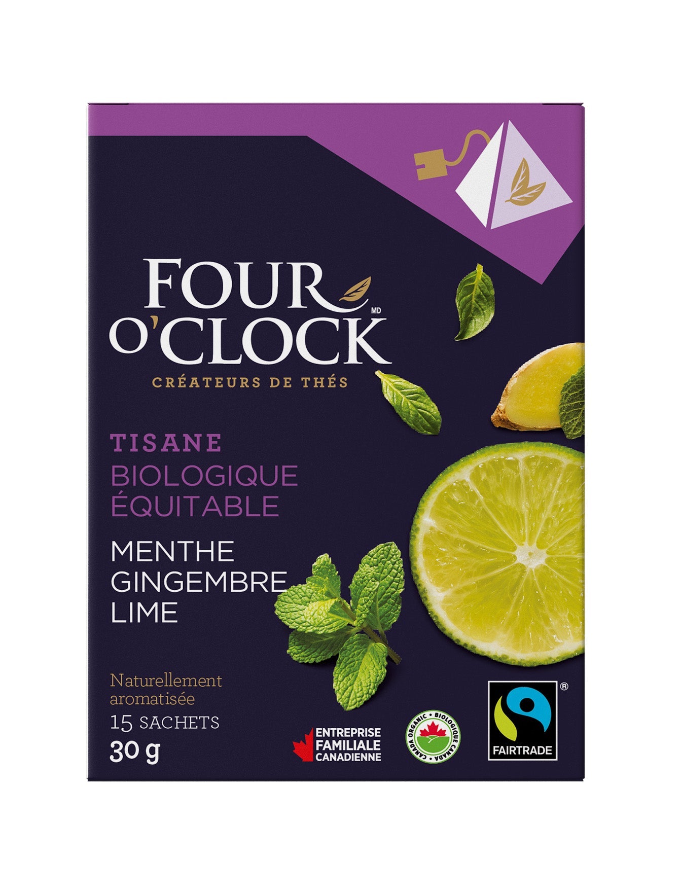 Tisane menthe, gingembre et limes bio 15s