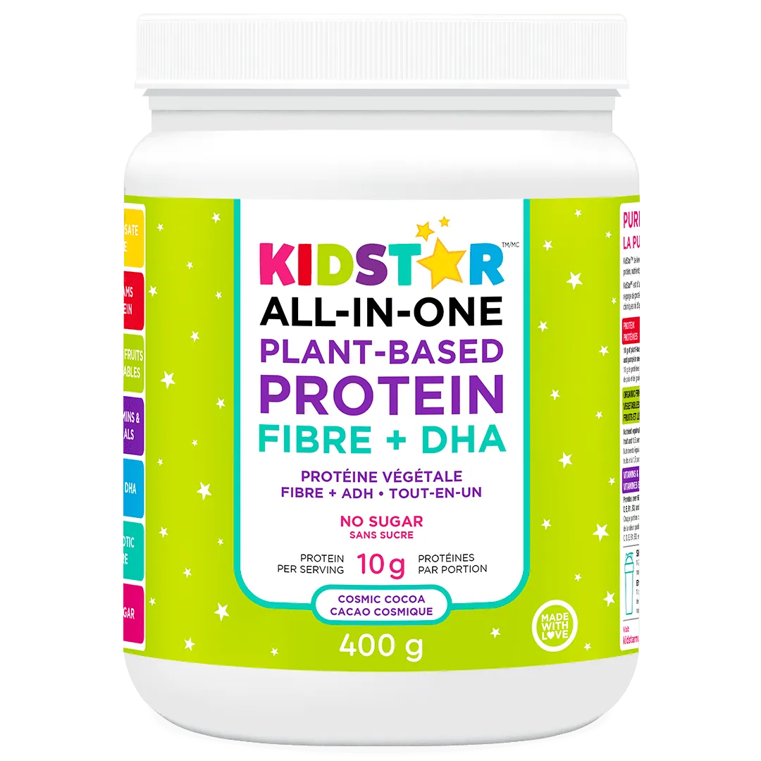 Protéines fibre +DHA tout en un (cacao cosmique)  400g