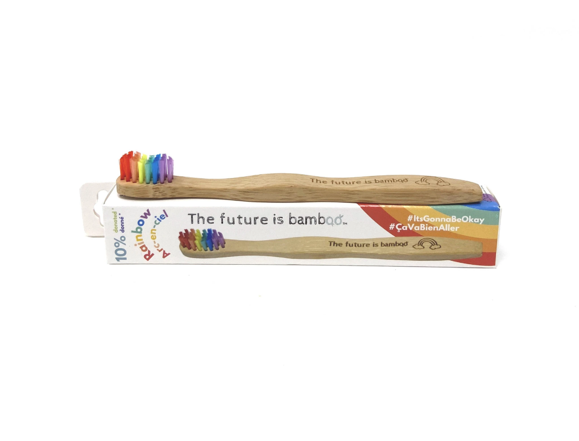 Rainbow bamboo toothbrush (kids) one