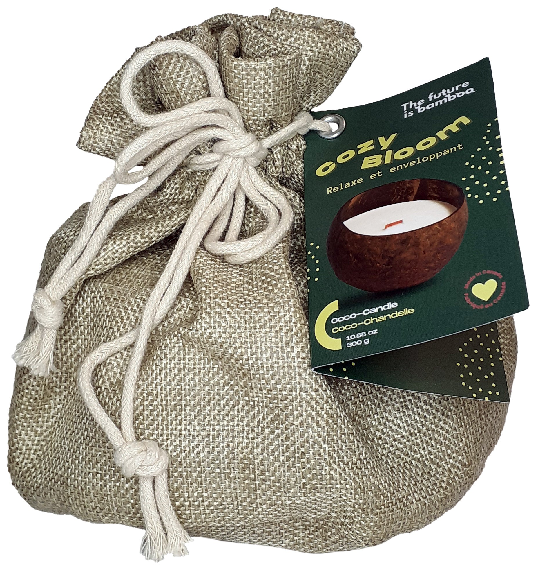 Chandelle de coco relaxe et enveloppant 50 heures (bergamote fraîche / cyprès / thé vert / bambou) 300g