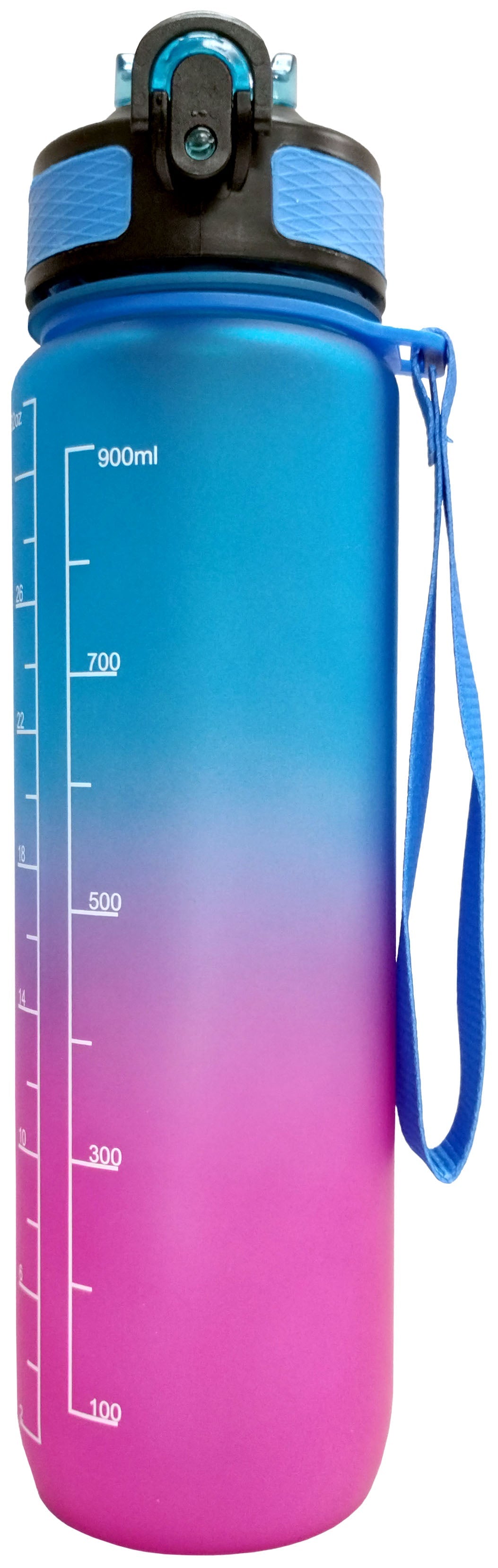 Bouteille d'eau réutilisable graduée (rose et bleue) 900ml