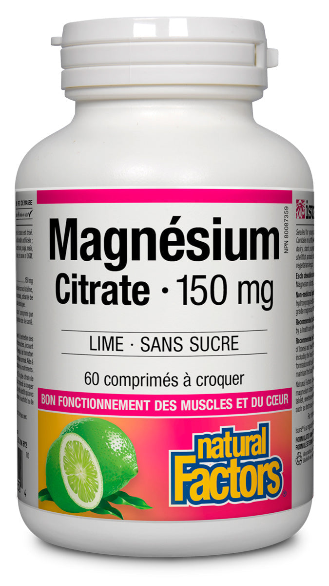 Magnésium citrate lime sans-sucre (à croquer) 60comp.