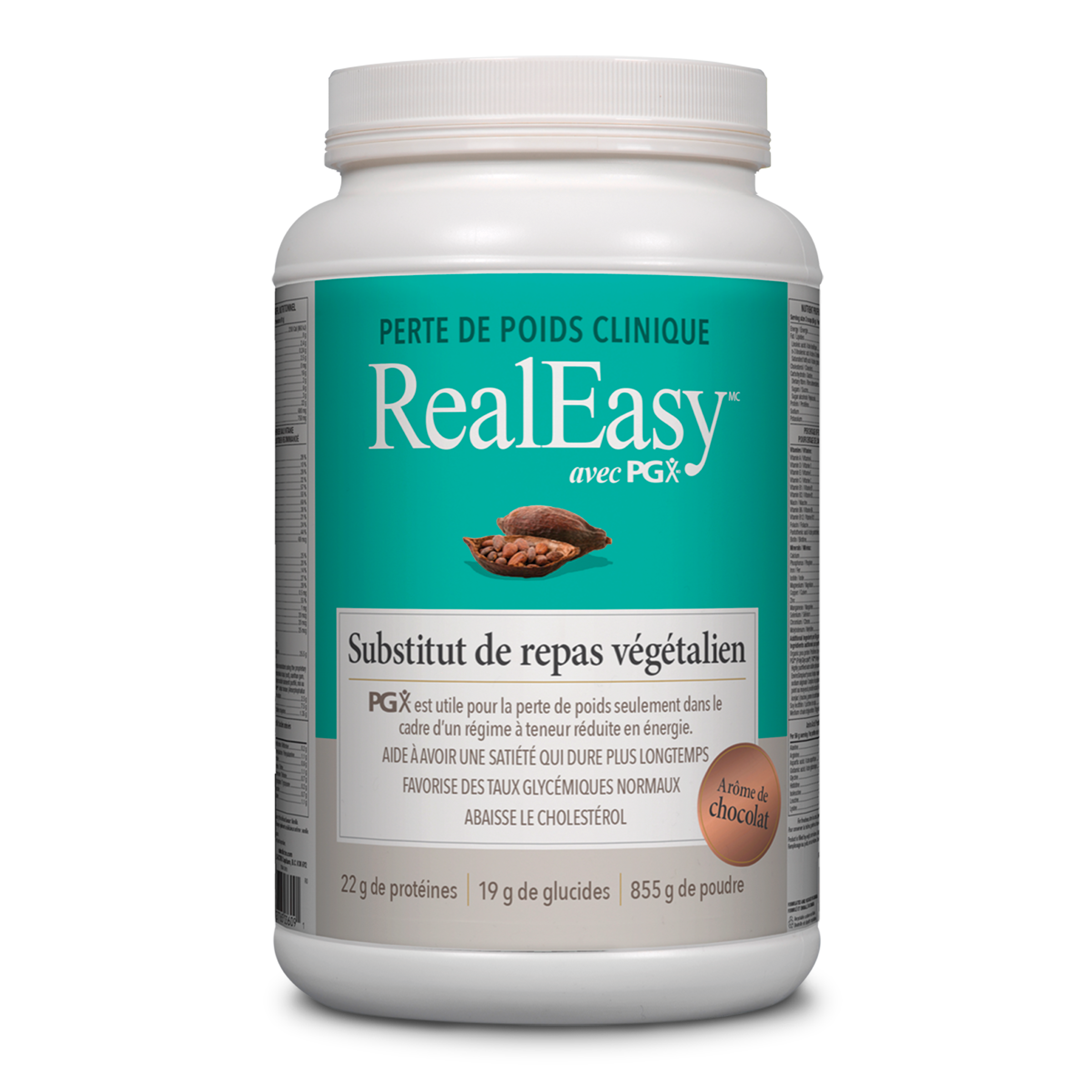 Real easy avec PGX Substitut de repas végétalien (chocolat) 855g