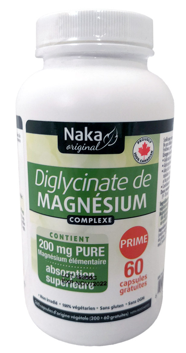 Magnesium diglycinate (200mg magnesium bisglycinate) Bonus 200+60vcaps