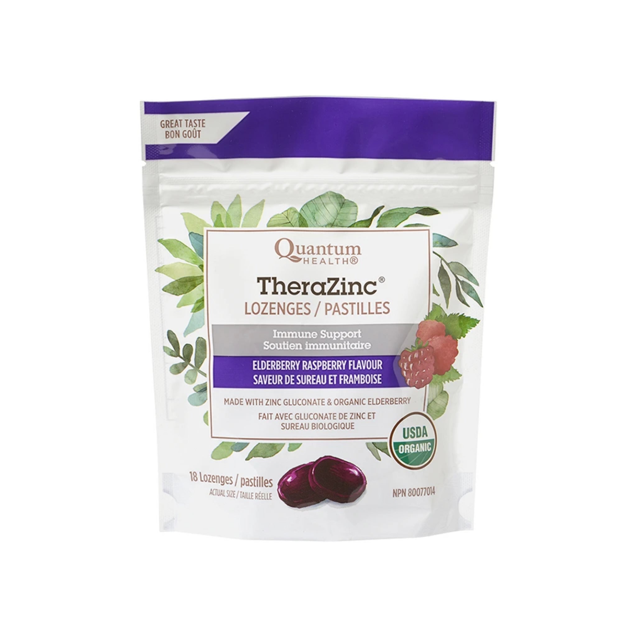Organic immune support lozenges (raspberry / elderberry flavor) 18past.