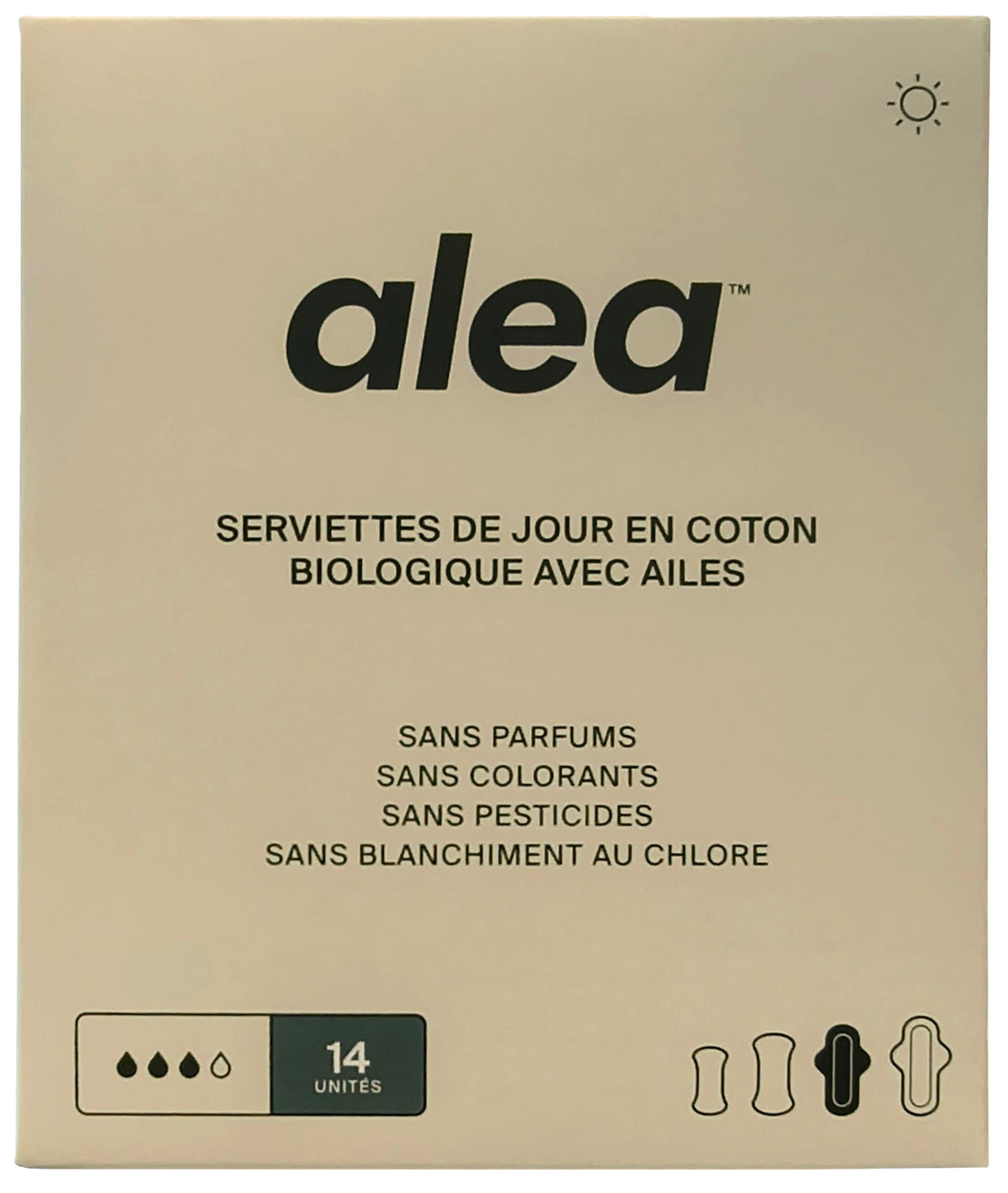 ALEA Soins & beauté Serviettes de jour en coton bio avec ailes  14un