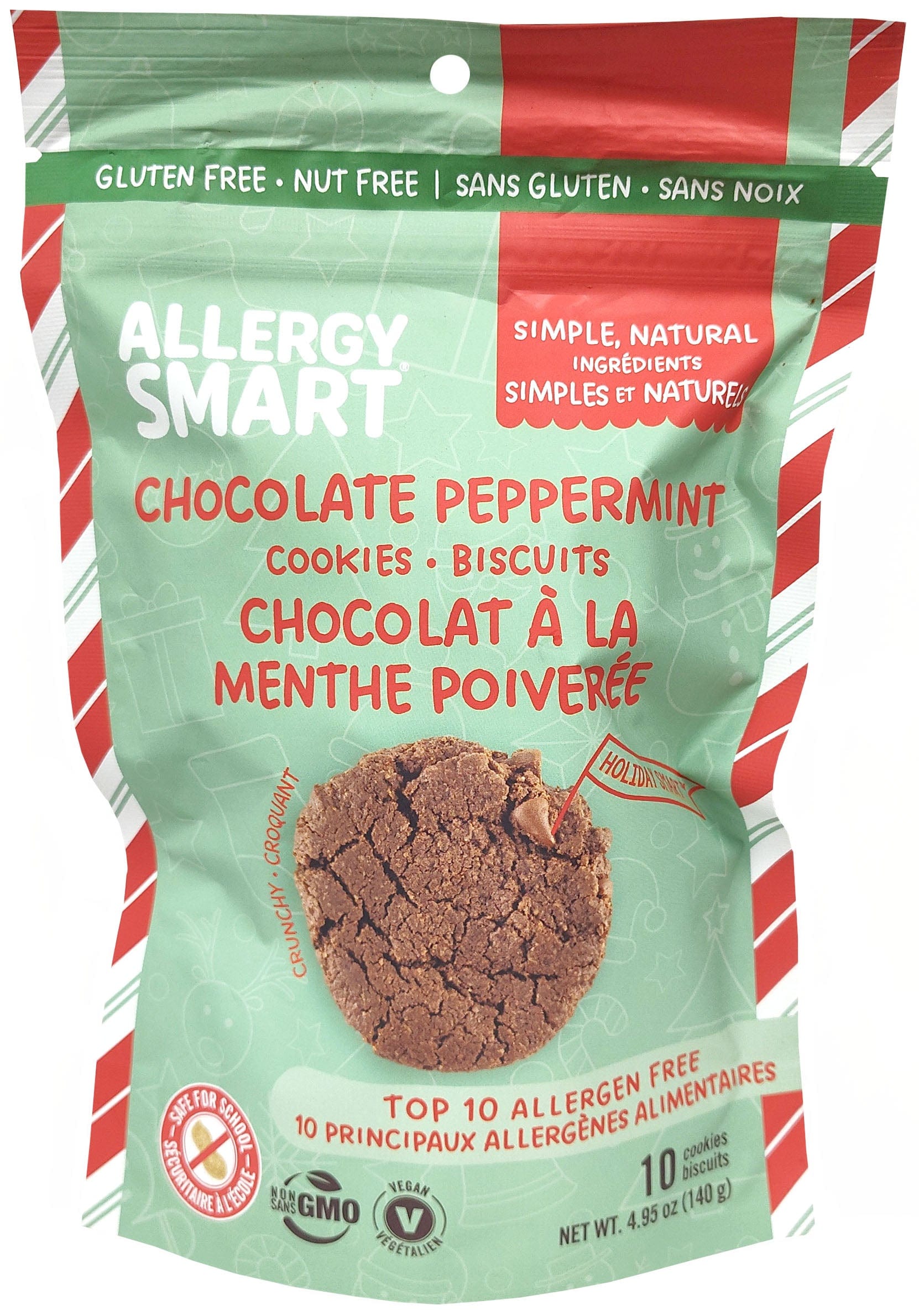 ALLERGY SMART Épicerie Biscuits au chocolat à la menthe poivrée 10un