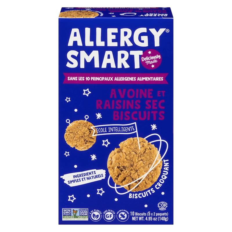 ALLERGY SMART Épicerie Biscuits avoine et raisins secs 5x2un