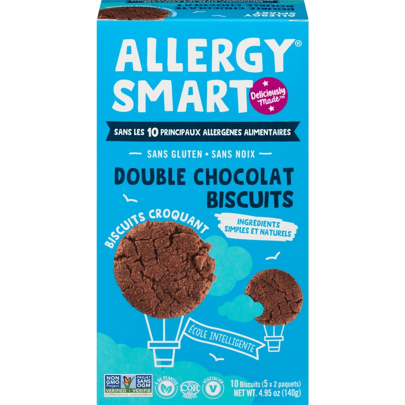 ALLERGY SMART Épicerie Biscuits double chocolat 5x2un
DATE DE PÉREMPTION : 23 MARS 2026