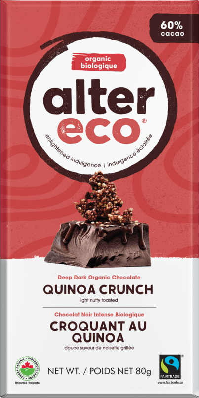 ALTER ECO Épicerie Chocolat au chocolat noir et quinoa croquant bio 80g