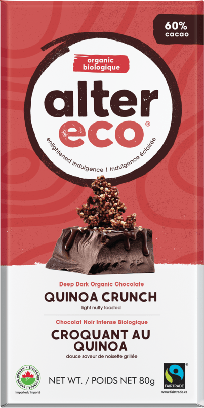 ALTER ECO Épicerie Chocolat au chocolat noir et quinoa croquant bio 80g