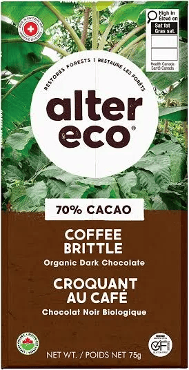ALTER ECO Épicerie Chocolat noir 70% croquant au café bio 75g