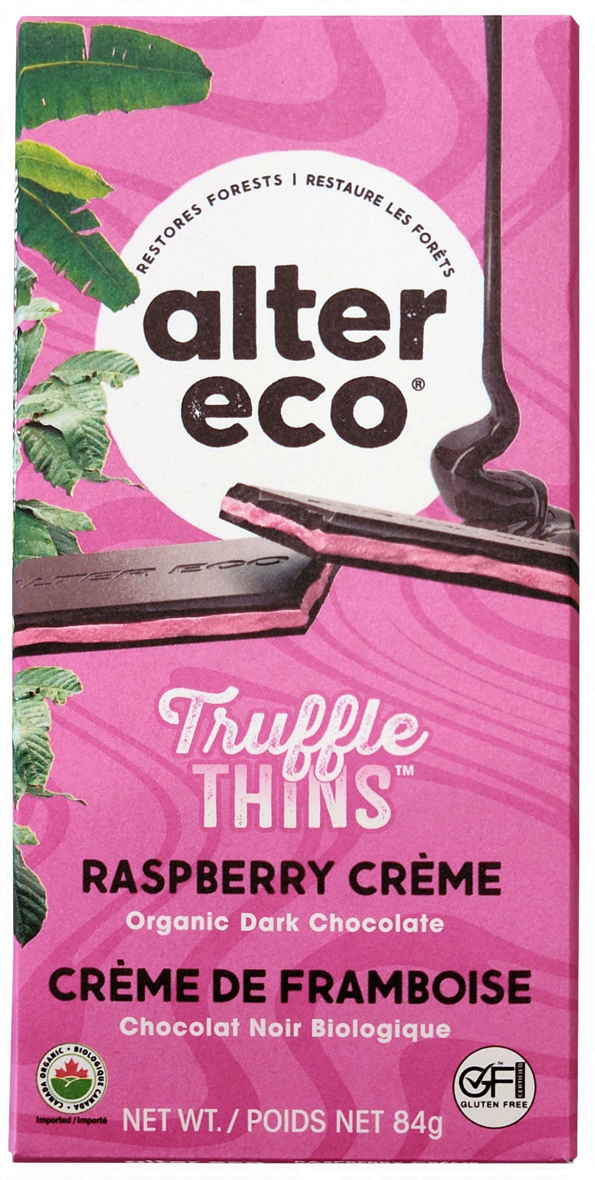 ALTER ECO Épicerie Chocolat noir truffle mince crème de framboise bio 84g