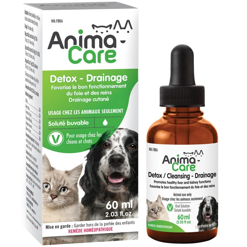 ANIMACARE Suppléments Detox drainage (fonction foie / reins / drainage cutané) 60ml