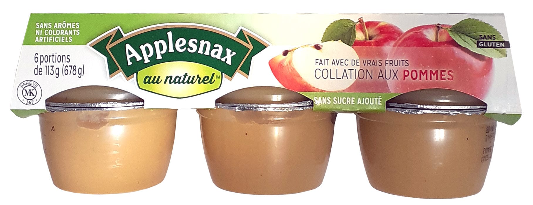 APPLESNAX Épicerie Compote de pommes sans-sucre 6x113g