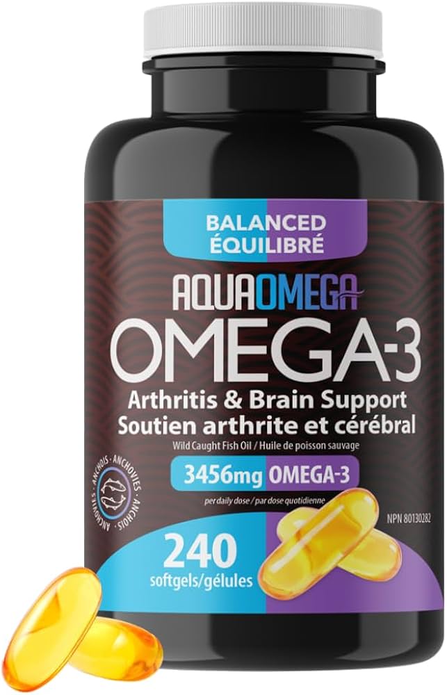 AQUA OMEGA Suppléments Omega-3 3456mg (soutien arthrite et cérébral) 240gels