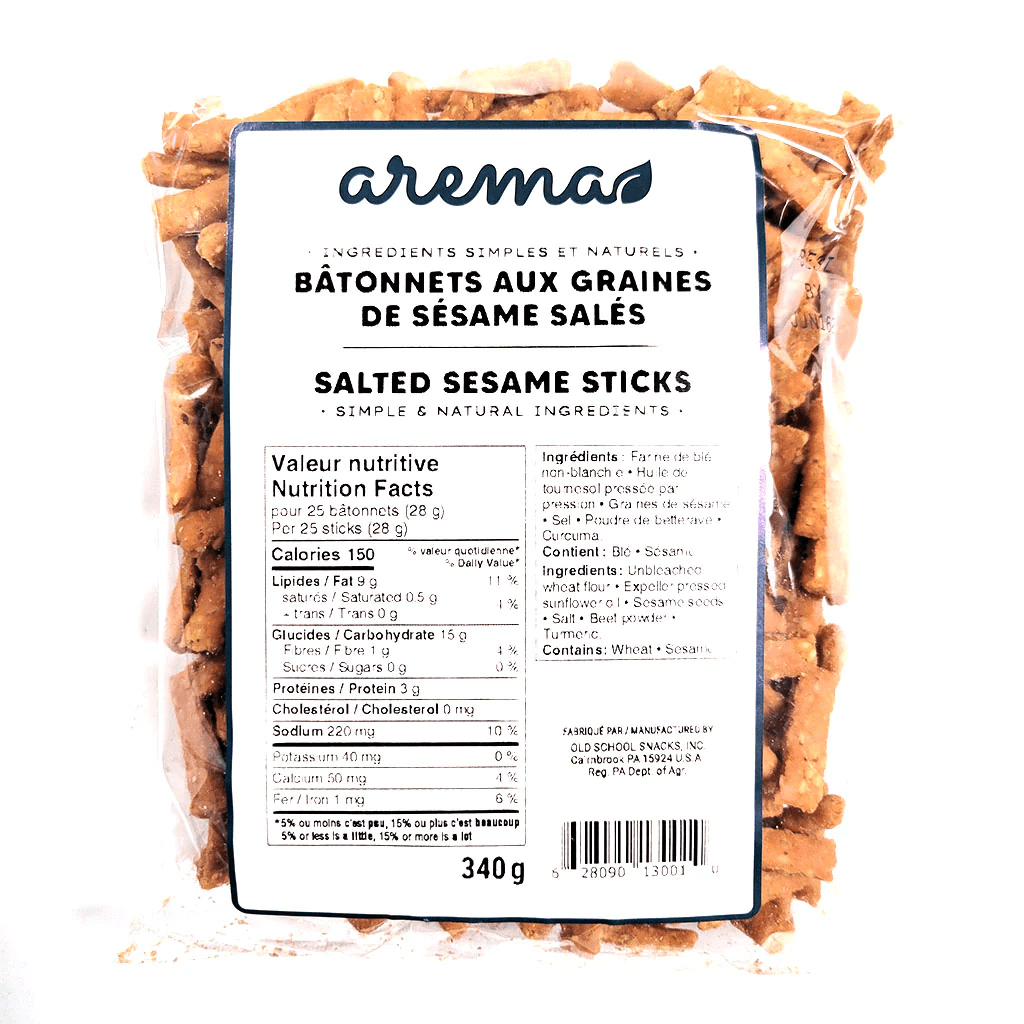 AREMA Épicerie Bâtonnets de sésame salés 340g