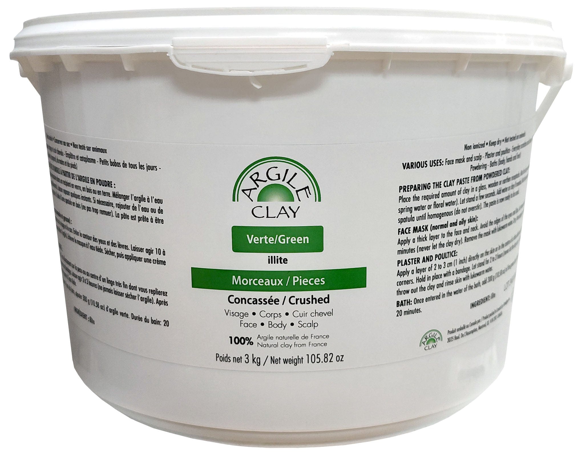 ARGILE CLAY Suppléments Argile verte illite concassée 3kg
