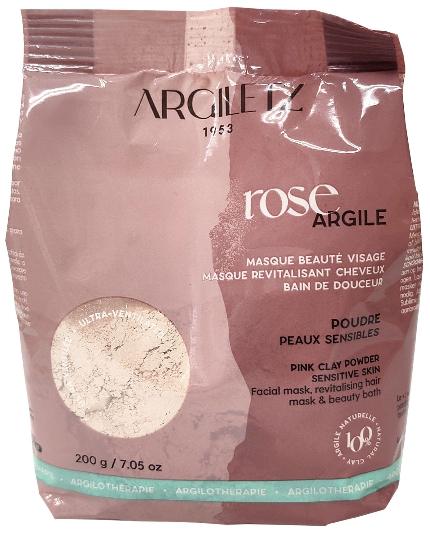 ARGILETZ Soins & beauté Argile rose ultra-ventilée (peau sensible) 200g