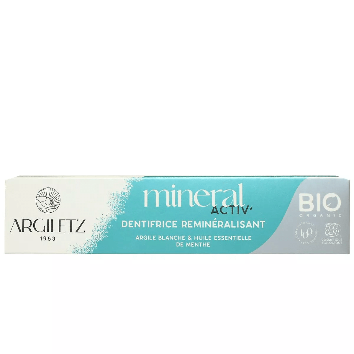 ARGILETZ Soins & beauté Dentifrice reminéralisant argile blanche et menthe bio  75ml