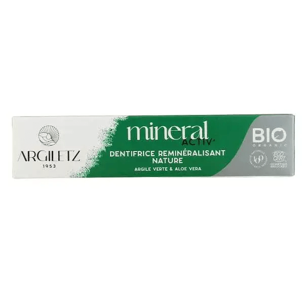 ARGILETZ Soins & beauté Dentifrice reminéralisant argile verte et aloe vera bio  75ml
DATE DE PÉREMPTION : 30 JUIN 2026