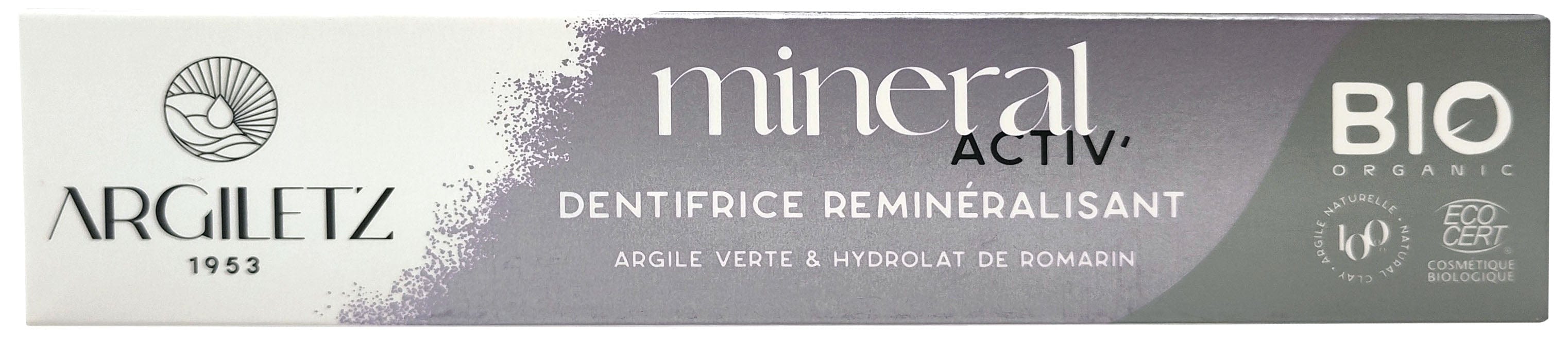 ARGILETZ Soins & beauté Dentifrice reminéralisant argile verte et hydrolat romarin bio 75ml