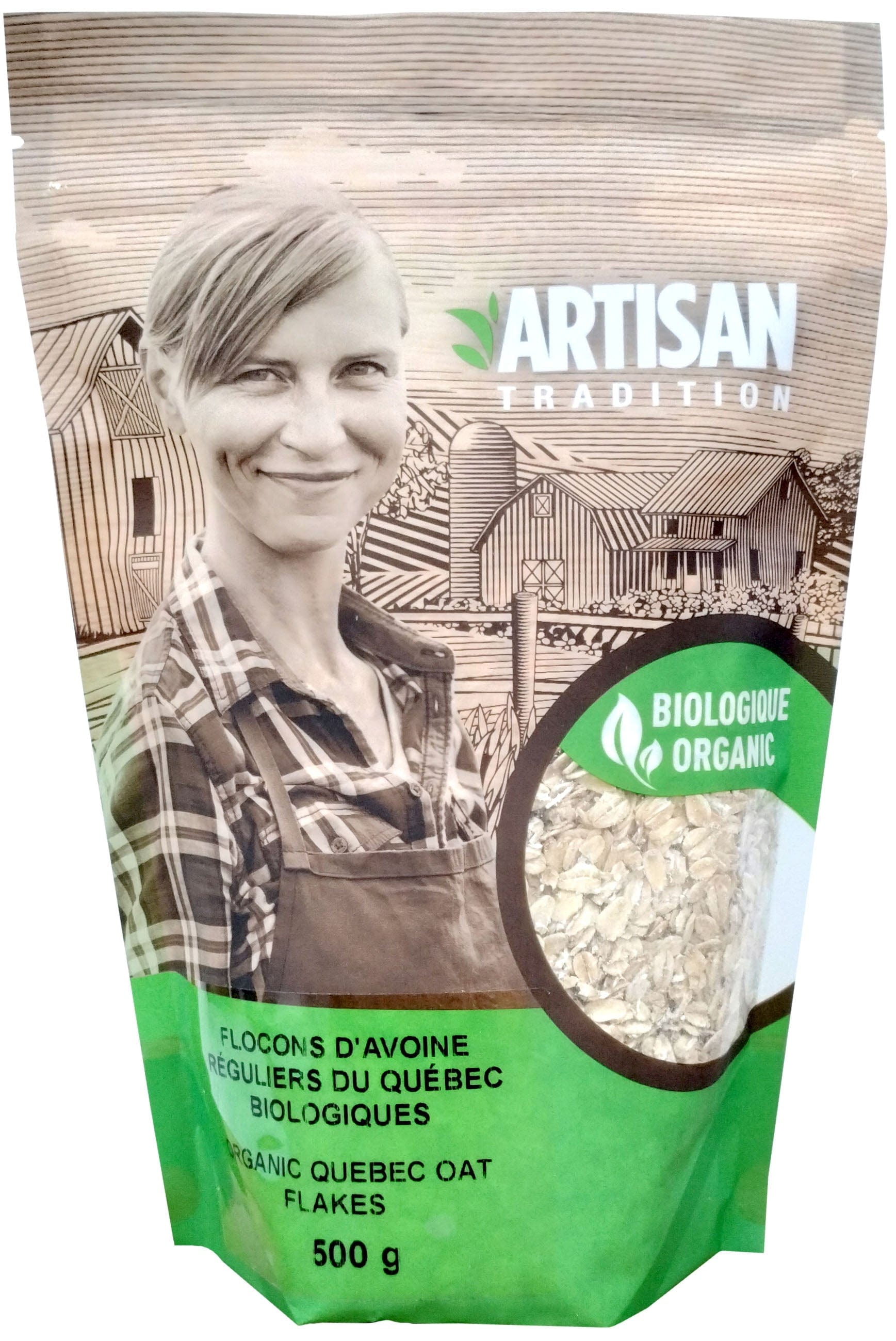 ARTISAN Épicerie Flocons d'avoine réguliers du Québec bio 500g