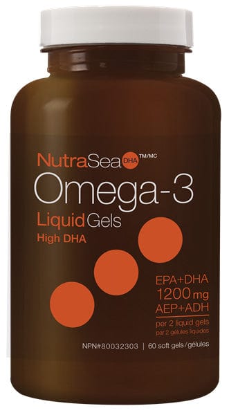 ASCENTA Suppléments NutraSea Omega 3 EPA+DHA  1 200mg (saveur menthe fraîche) 60gel