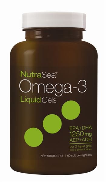ASCENTA Suppléments NutraSea Omega 3 EPA+DHA 1 250mg (saveur menthe fraîche) 60gel