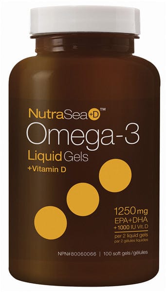 ASCENTA Suppléments NutraSea Omega 3 EPA+DHA 1 250mg + vitamine D (saveur menthe fraîche) 100gel