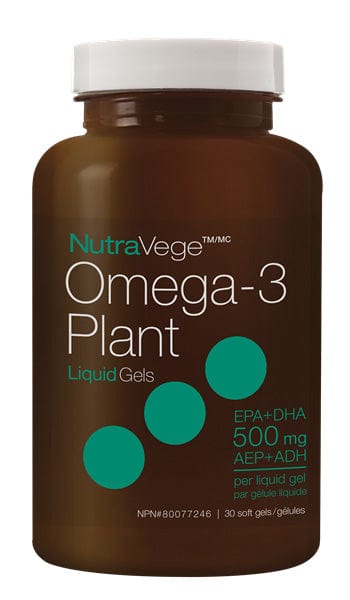 ASCENTA Suppléments NutraVege Omega 3 Base de plantes EPA + DHA 500mg (saveur menthe fraîche) 30gel