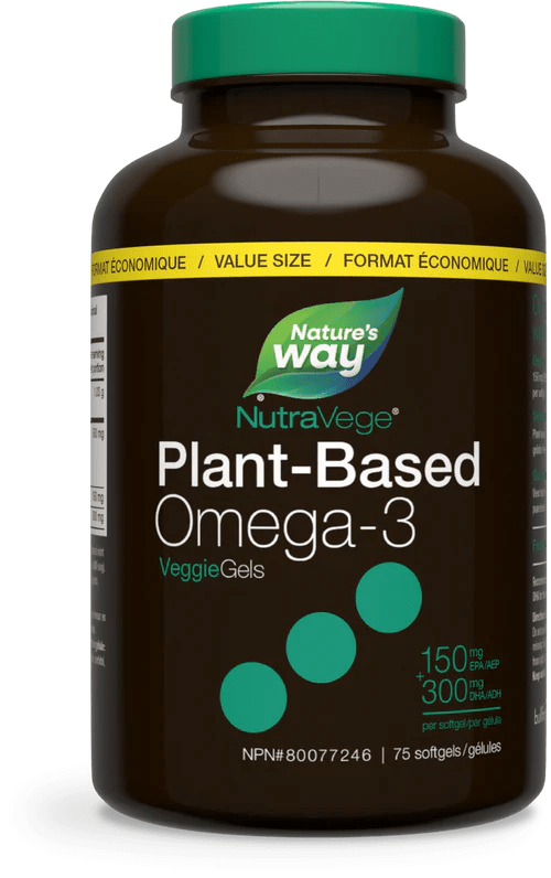 ASCENTA Suppléments NutraVege Omega 3 Base de plantes EPA + DHA 500mg (saveur menthe fraîche) 75lgels
