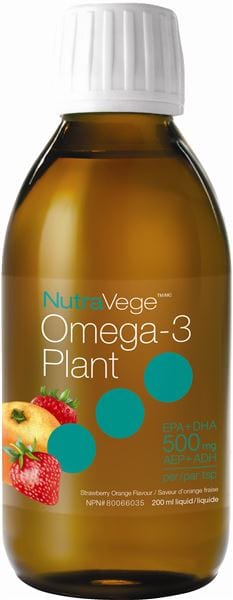 ASCENTA Suppléments NutraVege Omega 3 Base de plantes EPA + DHA 500mg (saveur oranges / fraises) 200ml