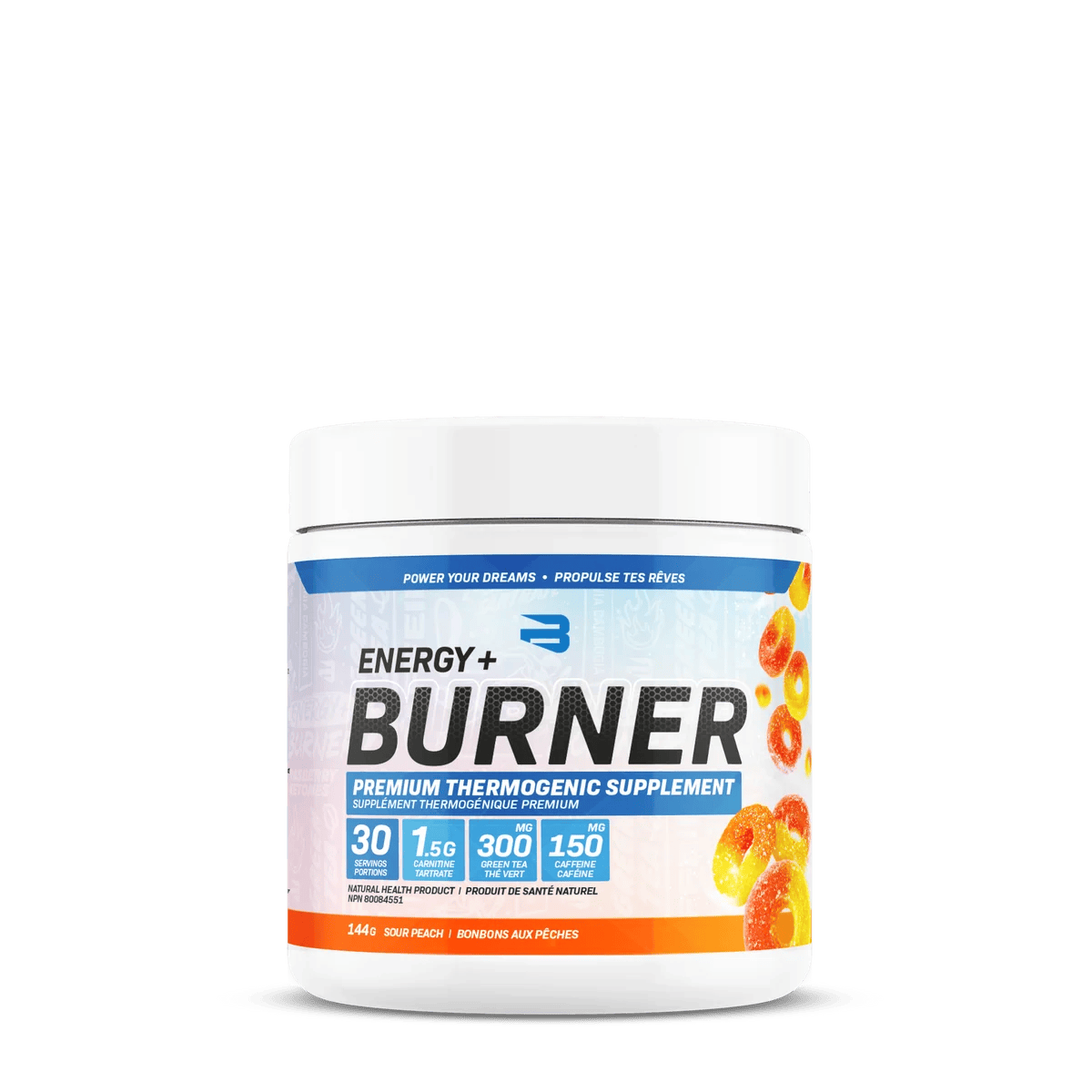 BELIEVE SUPPLEMENTS Suppléments Energy + burner (bonbons aux pêches) 144g