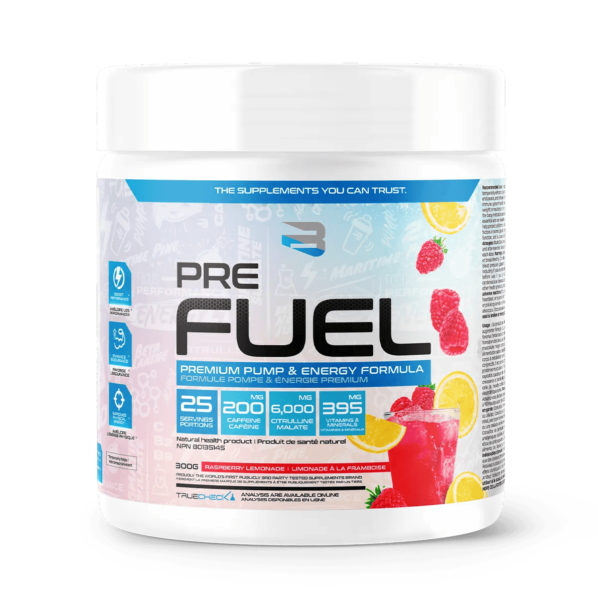 BELIEVE SUPPLEMENTS Suppléments Pre fuel (limonade framboises) 300g