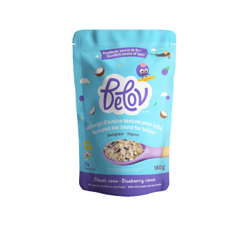 BELOV Épicerie Mélange d'avoine texturé pour bébé bleuets et coco bio 180g