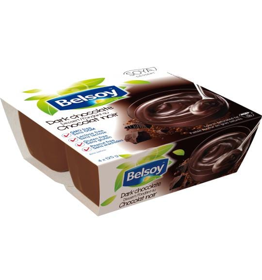 BELSOY Épicerie Pouding chocolat noir 4x125g