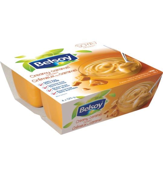 BELSOY Épicerie Pouding crémeux au caramel 4x125g