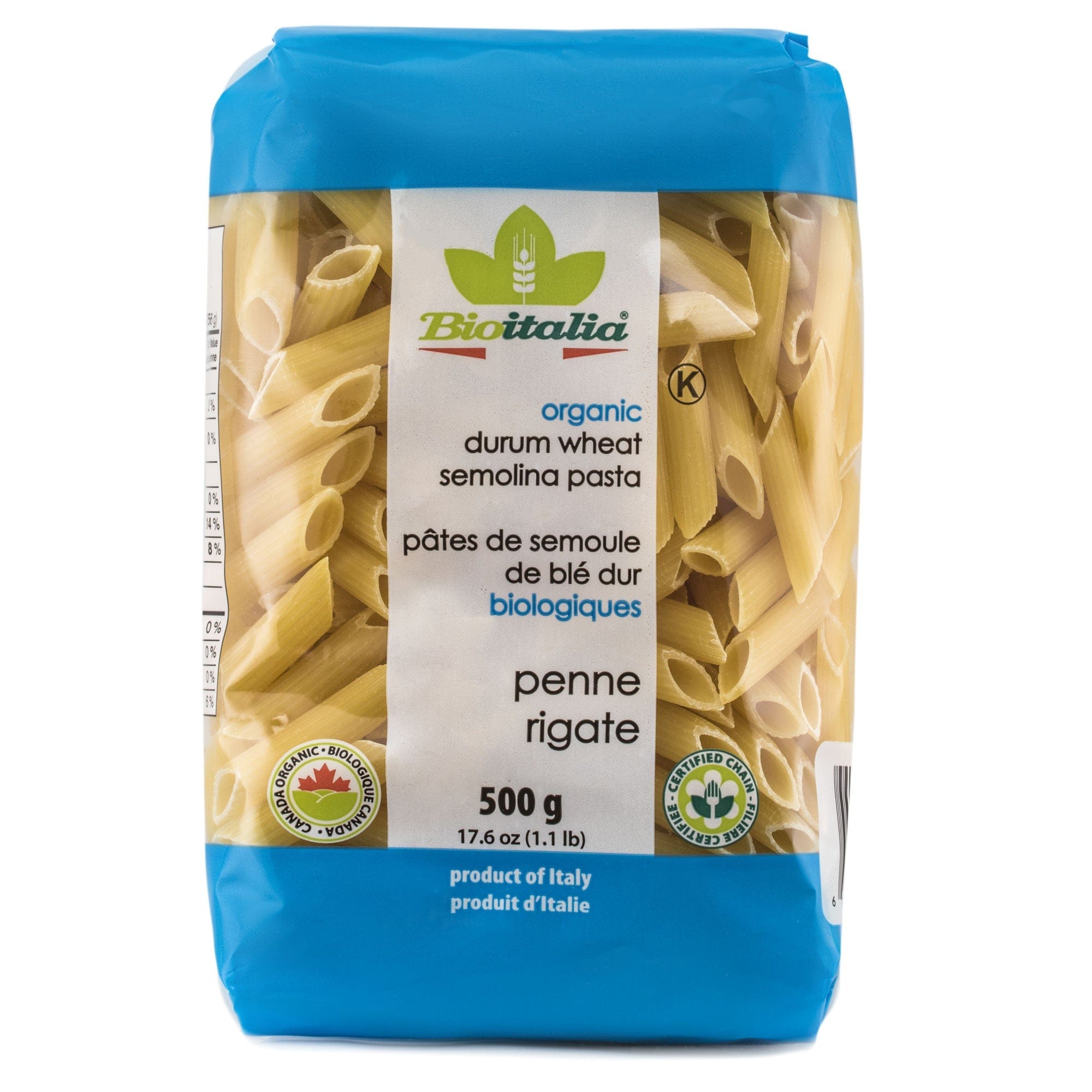 BIOITALIA Épicerie Pâtes penne rigate bio 500g