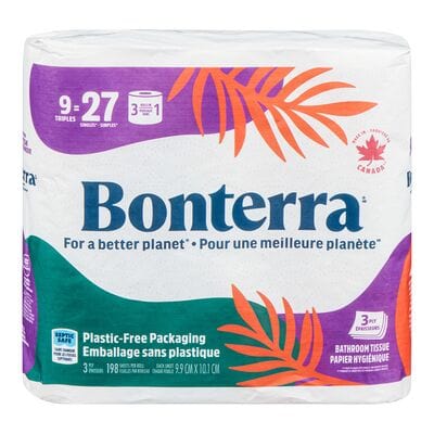 BONTERRA Épicerie Papier hygiénique 3 épaisseurs 9 mega rouleaux