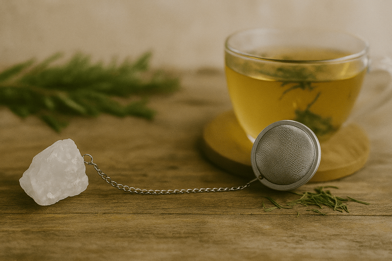 BOUTIQUE CADEAUX Boutique cadeaux Boule à thé ou tisane couleur argent avec pierre précieuse quartz blanc (1un)