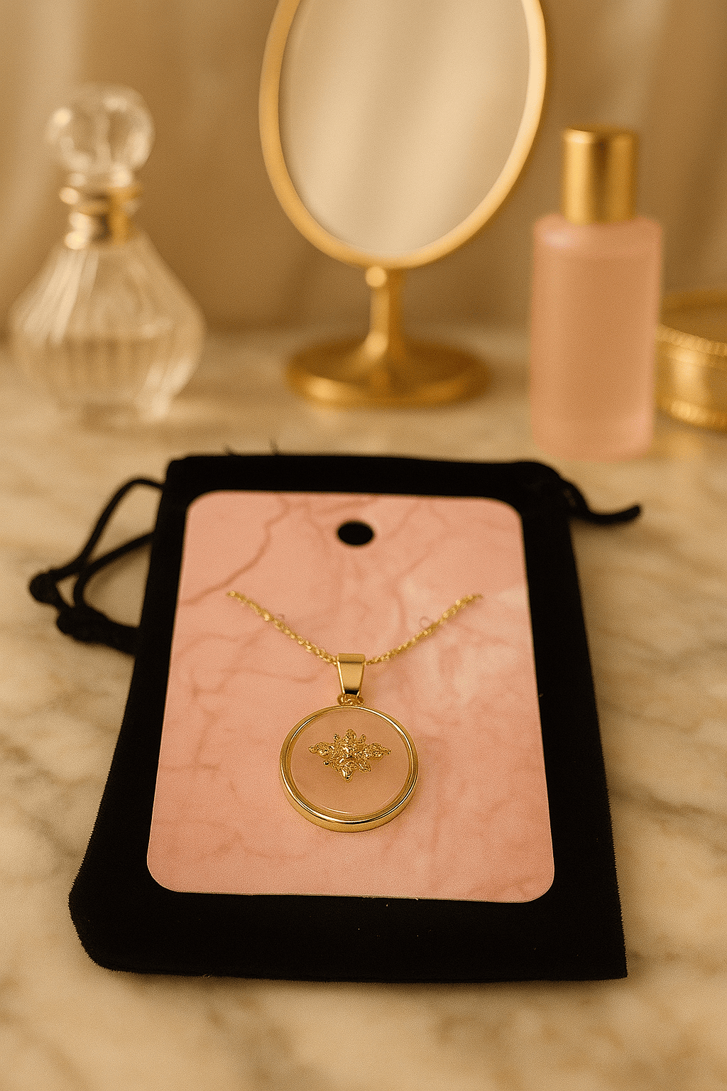BOUTIQUE CADEAUX Boutique cadeaux Collier avec pendentif d'abeille sur quartz rose (1un)