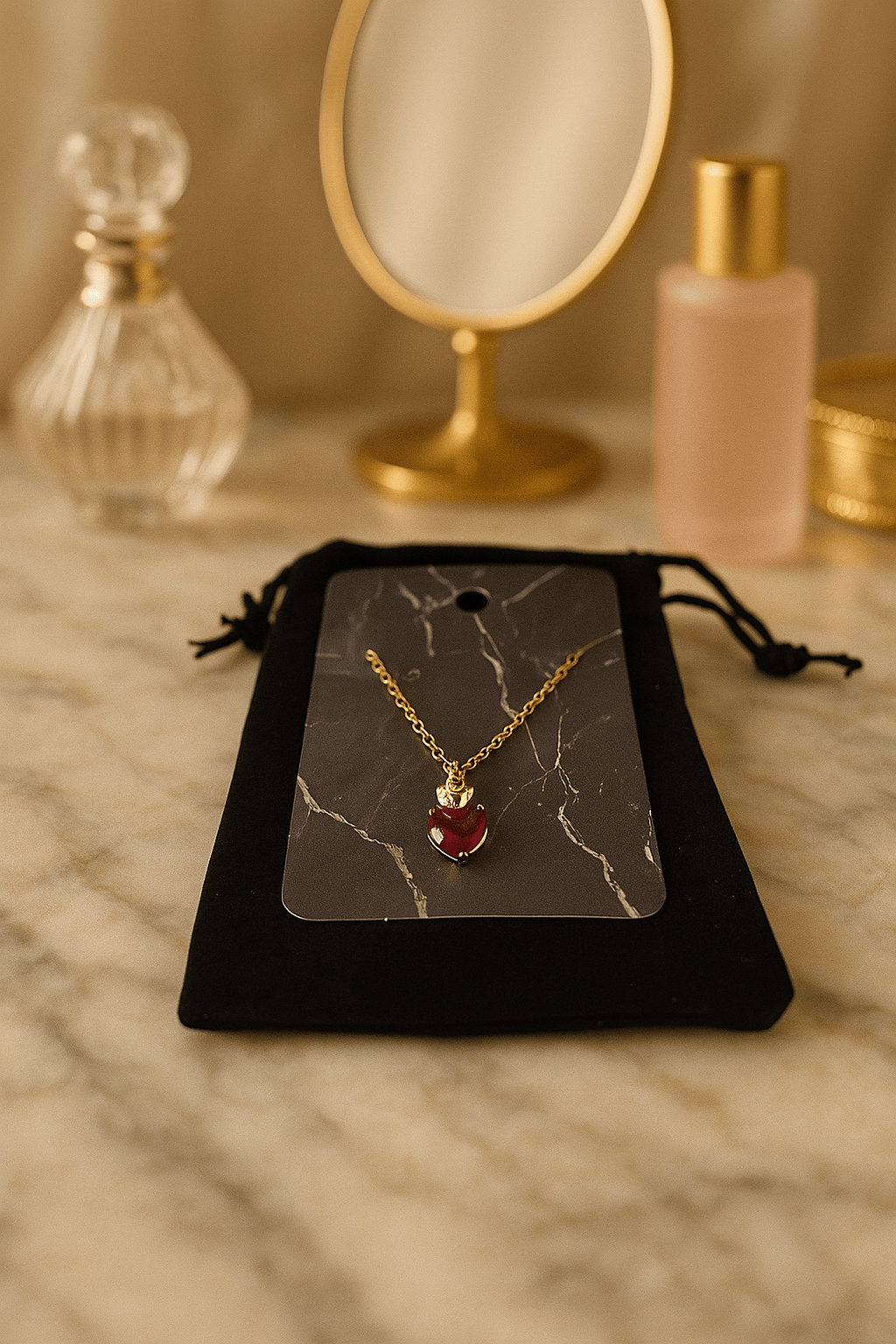 BOUTIQUE CADEAUX Boutique cadeaux Collier avec pendentif en forme de pomme avec cœur rouge (1un)